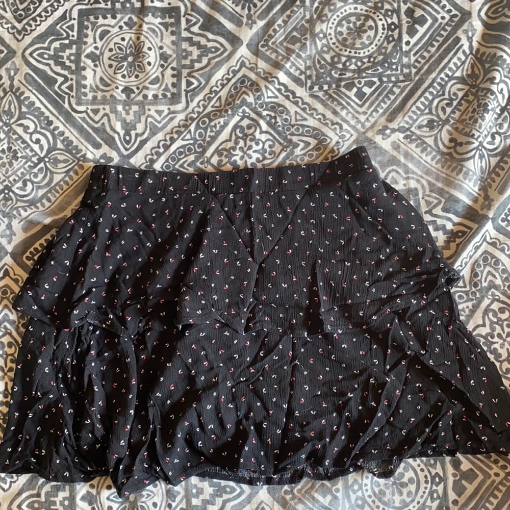 Good Luck Gem, Skirt, Black with white/red design
